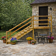 VINUOVO - MILANO - Escalier en bois 5 marches H88 cm - sans contre-marche - Palier L120 x P116 cm - Escalier rambardes des 2 côtés,Palier à droite et en face - vignette