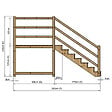 VINUOVO - MILANO - Escalier en bois 7 marches H122 cm - avec contre-marches - Palier L120 x P189 cm - Rambarde escalier gauche, palier gauche et en face - vignette