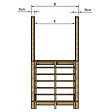 VINUOVO - MILANO - Escalier en bois 7 marches H122 cm - sans contre-marche - Palier L120 x P116 cm - Rambardes escalier et palier des 2 côtés - vignette