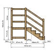 VINUOVO - MILANO - Escalier en bois 4 marches H71 cm - avec contre-marches - Palier L120 x P116 cm - Rambarde escalier et palier à gauche - vignette