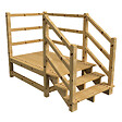 VINUOVO - MILANO - Escalier en bois 3 marches H54 cm - sans contre-marche - Palier L120 x P189 cm - Escalier rambardes des 2 côtés,Palier à droite et en face - vignette