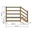 VINUOVO - MILANO - Escalier en bois 3 marches H54 cm - sans contre-marche - Palier L120 x P189 cm - Escalier rambardes des 2 côtés,Palier à droite et en face - vignette