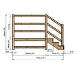 VINUOVO - MILANO - Escalier en bois 3 marches H54 cm - avec contre-marches - Palier L120 x P189 cm - Escalier rambarde droite, palier droite et face - vignette