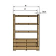 VINUOVO - MILANO - Escalier en bois 3 marches H54 cm - avec contre-marches - Palier L120 x P189 cm - Escalier rambarde droite, palier droite et face - vignette