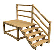 VINUOVO - MILANO - Escalier en bois 5 marches H88 cm - sans contre-marche - Palier L120 x P189 cm - Rambardes escalier et palier à droite - vignette