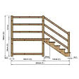 VINUOVO - MILANO - Escalier en bois 5 marches H88 cm - sans contre-marche - Palier L120 x P189 cm - Rambardes escalier et palier à droite - vignette
