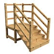 VINUOVO - MILANO - Escalier en bois 4 marches H71 cm - avec contre-marches - Palier L120 x P116 cm - Escalier rambardes des 2 côtés,Palier à droite et en face - vignette