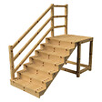 VINUOVO - MILANO - Escalier en bois 7 marches H122 cm - avec contre-marches - Palier L120 x P116 cm - Rambarde escalier et palier à gauche - vignette