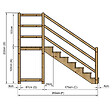 VINUOVO - MILANO - Escalier en bois 7 marches H122 cm - avec contre-marches - Palier L120 x P116 cm - Rambarde escalier et palier à gauche - vignette