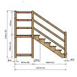 VINUOVO - MILANO - Escalier en bois 6 marches H105 cm - sans contre-marche - Palier L120 x P116 cm - Rambarde escalier gauche, palier gauche et en face - vignette