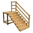 VINUOVO - MILANO - Escalier en bois 7 marches H122 cm - avec contre-marches - Palier L120 x P116 cm - Rambardes escalier et palier à droite - vignette