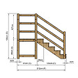 VINUOVO - MILANO - Escalier en bois 5 marches H88 cm - avec contre-marches - Palier L120 x P116 cm - Escalier rambardes des 2 côtés,Palier à droite et en face - vignette