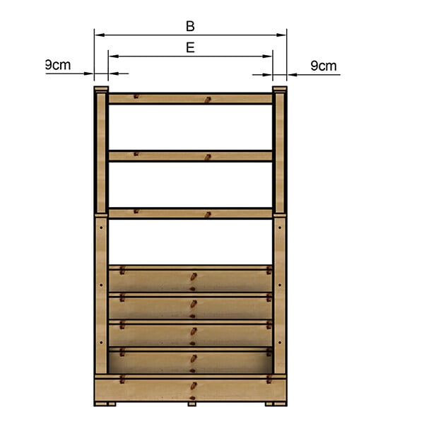 VINUOVO - MILANO - Escalier en bois 5 marches H88 cm - avec contre-marches - Palier L120 x P116 cm - Escalier rambardes des 2 côtés,Palier à droite et en face - large