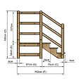 VINUOVO - MILANO - Escalier en bois 3 marches H54 cm - sans contre-marche - Palier L120 x P116 cm - Rambarde escalier gauche, palier gauche et en face - vignette