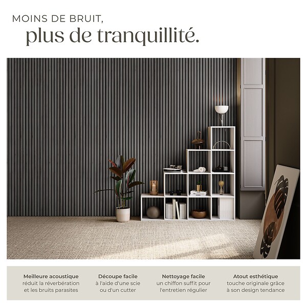 TECTAKE - Panneaux acoustiques Sonic Wall II aspect bois chêne noir - large