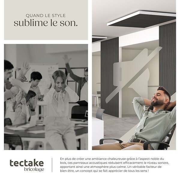 TECTAKE - Panneaux acoustiques Sonic Wall II aspect bois chêne noir - large
