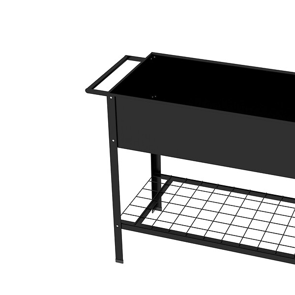 OUTSUNNY - Jardinière sur pieds potager dim. 104L x 39l x 80H cm étagère 2 roues + insert d'irrigation métal noir - large