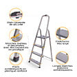 HOSTRÃ–M - Escabeau 4 marches DURA pliable, marchepied léger en aluminium, hauteur plateforme 75cm, pieds antidérapants, charge 150kg, garantie 5 ans Hoström - vignette