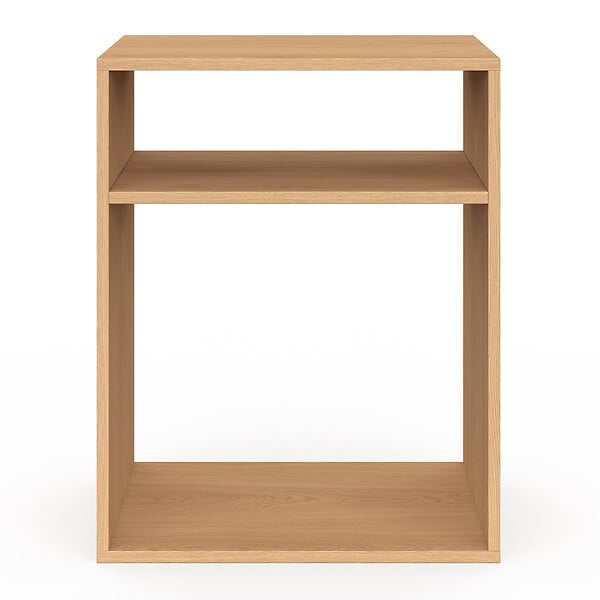 ID MARKET - Lot de 2 tables de chevet NORA avec rangements ouverts effet lattes et bois - large