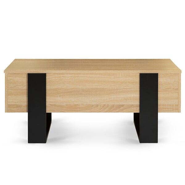 ID MARKET - Table basse plateau relevable rectangulaire PHOENIX bois et noir - large