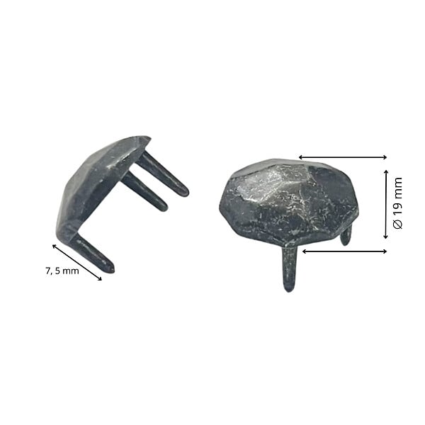 SECURY-T - Cache-vis martelé 3 griffes - En zamac gris / vieil argent - large