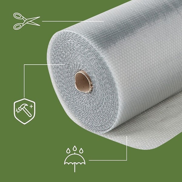 PACK AND MOVE - Pack and Move - Papier bulle recyclé - 1 x 100 m - Déménagement, Expédition et Protection - Film à bulles de qualité - 70% recyclé - large
