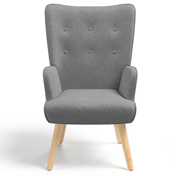 ID MARKET - Fauteuil scandinave IVAR en tissu gris clair - large