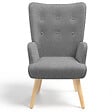 ID MARKET - Fauteuil scandinave IVAR en tissu gris clair - vignette
