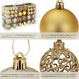 TECTAKE - Lot de 100 boules de Noël dorées assorties jaune or - vignette