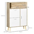 HOMCOM - Meuble à chaussures design scandinave placard 3 portes 3 étagères niche piètement effilé incliné bois panneaux aspect chêne clair - vignette