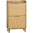 HOMCOM - Meuble à chaussures design scandinave 2 portes abattantes 3 étagères piètement effilé incliné bois hévéa panneaux aspect chêne clair chevrons - vignette