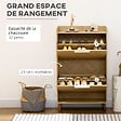 HOMCOM - Meuble à chaussures design scandinave 2 portes abattantes 3 étagères piètement effilé incliné bois hévéa panneaux aspect chêne clair chevrons - vignette