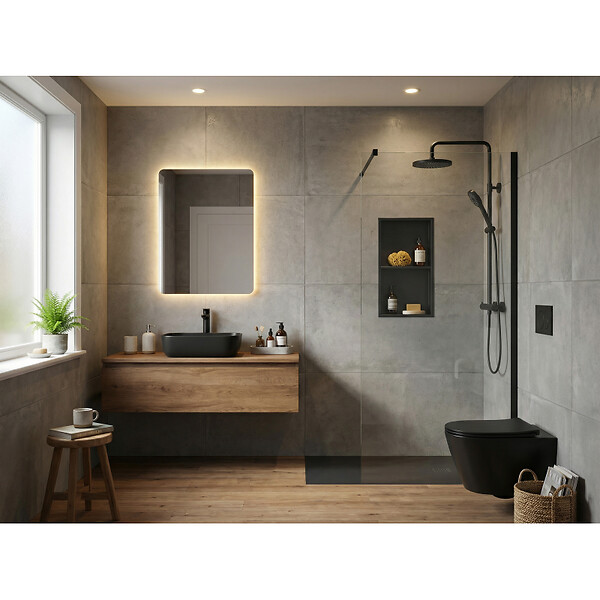 SWISS AQUA TECHNOLOGIES - Swiss Aqua Technologies Fusion WC suspendu avec abattant SoftClose et fixations invisibles, rinçage Vortex, noir mat (SATFUS010RTORPBKM) - large
