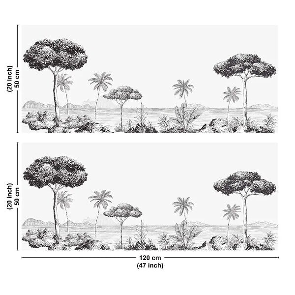 99DECO - Crédence cuisine en aluminium - motif plage noir - 240x50 cm (en 2 bandeaux) - large