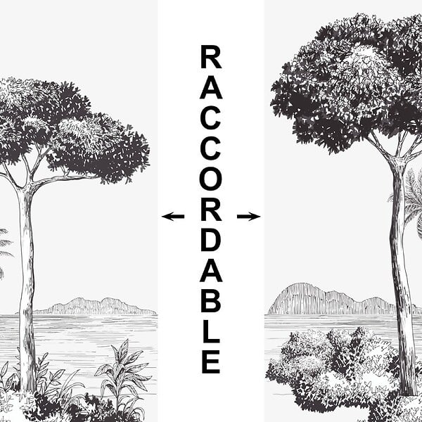 99DECO - Crédence cuisine en aluminium - motif plage noir - 240x50 cm (en 2 bandeaux) - large