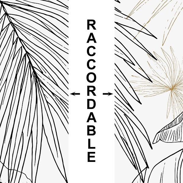 99DECO - Crédence cuisine en aluminium - floral noir et doré - 240x50 cm (en 2 bandeaux) - large