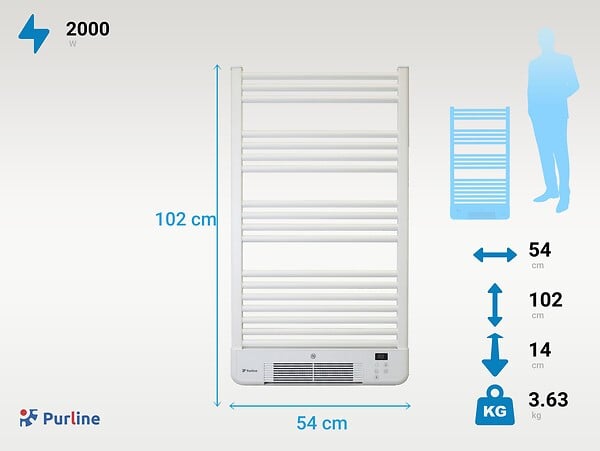 PURLINE - Radiateur sèche-serviettes avec chauffage intégré et contrôle WiFi - large