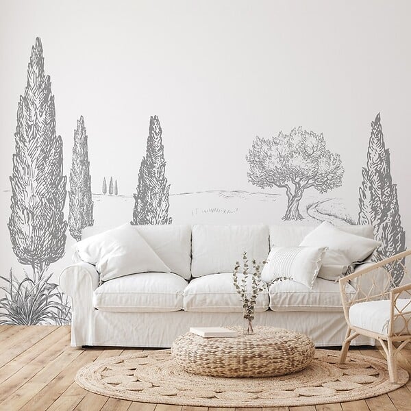 99DECO - Papier peint panoramique - Provence - Gris - intissé : 150g/m² - 7 lés : 336x270cm - large