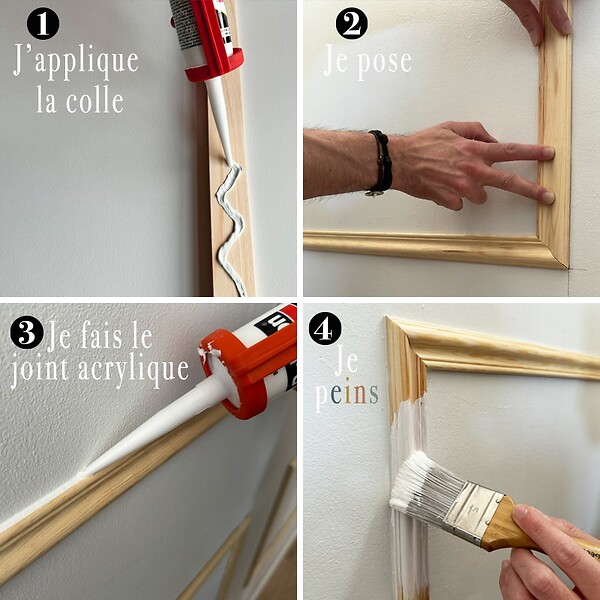 99DECO - Kit de 3 moulures murales en bois Pin des Landes - Prêt à coller et peindre - Augustine - 4 mètres - large