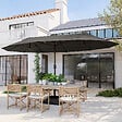 OUTSUNNY - Parasol de jardin XXL dim. 4,6L x 2,7l x 2,4H m ouverture fermeture manivelle pied & contrepoids inclus acier polyester haute densité gris - vignette