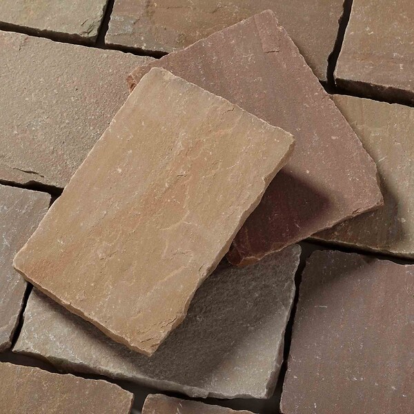 RO'MA NATURE - Pavé Grès Kandla Multicolore 20x14x2-2,5 cm (vendu au m² - 30 pavés/m²) - large