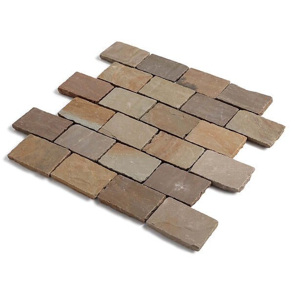 RO'MA NATURE - Pavé Grès Kandla Multicolore 20x14x2-2,5 cm (vendu au m² - 30 pavés/m²) - large