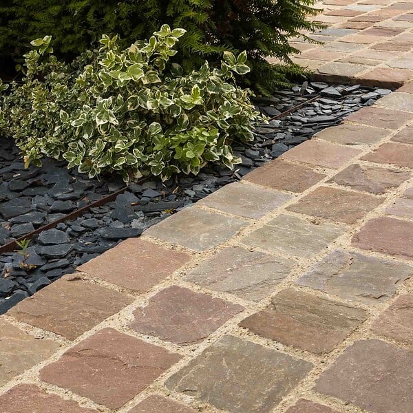 RO'MA NATURE - Pavé Grès Kandla Multicolore 14x14x3-5 cm (vendu au m² - 42 pavés/m²) - large