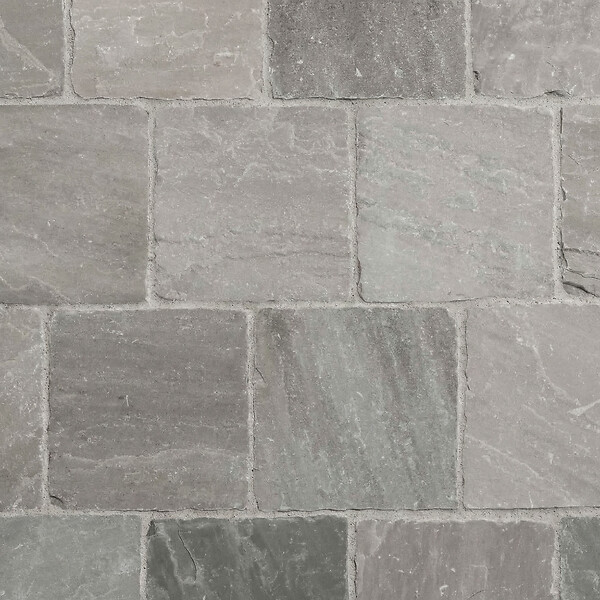 RO'MA NATURE - Pavé Grès Kandla Gris 14x14x3-5 cm (vendu au m² - 42 pavés/m²) - large
