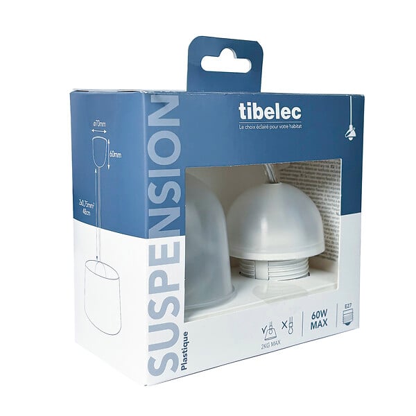 TIBELEC - Monture plastique douille E27 + bague 60W maxi - large