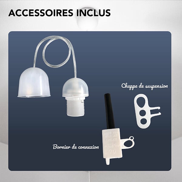 TIBELEC - Monture plastique douille E27 + bague 60W maxi - large