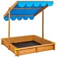 TECTAKE - Bac à Sable de Jardin Enfant en Bois avec 1 Toit et 1 Bâche 120x120x120cm bleu - vignette