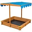 TECTAKE - Bac à Sable de Jardin Enfant en Bois avec 1 Toit et 1 Bâche 120x120x120cm bleu - vignette