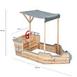 ID MARKET - Bac à sable WORLD bois bateau de pirate avec banc coffre et toit gris - vignette
