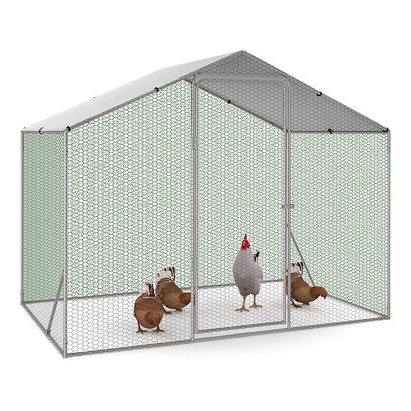 ID MARKET - Enclos poulailler 3 m² parc grillagé 2,20x1,4 M acier galvanisé - large